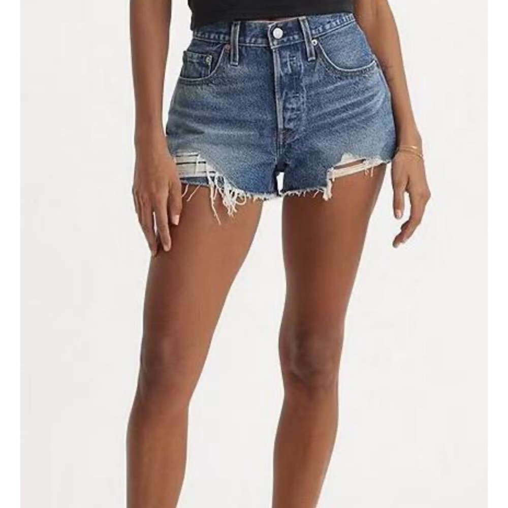 Levi's 501 Distressed Blue Jean Shorts